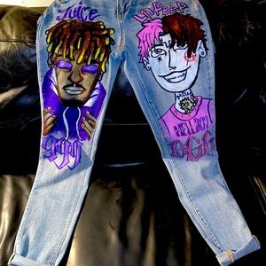 Juice World and Lil Peep custom hand painted jeans